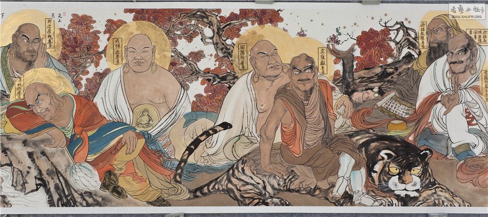 【大德堂】===青年画家毕延明==18米长卷==《十八罗汉