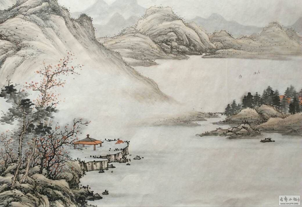 四尺浅绛山水( 局部)
