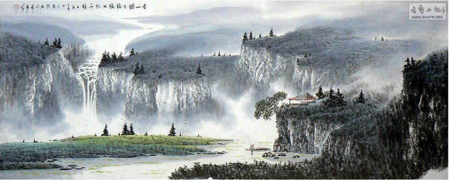 张泉踪小八尺彩墨山水
